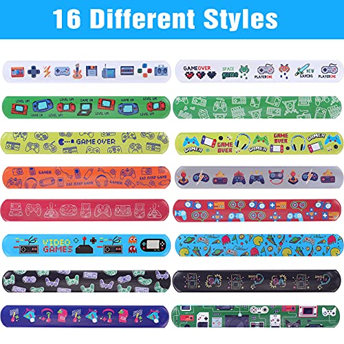 Latocos 48 Piezas Videojuegos Pulseras de Bofetada Slap Banda Bracelet de Videojuegos Patrones de Tema Videojuegos Pulsera Bofetada Fiesta Regalo para Niños y Niñas ( 16 Estilos