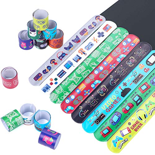 Latocos 48 Piezas Videojuegos Pulseras de Bofetada Slap Banda Bracelet de Videojuegos Patrones de Tema Videojuegos Pulsera Bofetada Fiesta Regalo para Niños y Niñas ( 16 Estilos