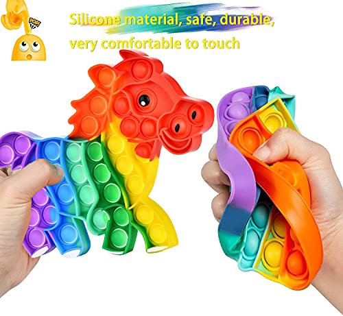 LBInerrant Silicona Pop Bubble Sensorial Fidget Juguete- Pop it Push it Fidget Toy-Popit Juguete antiestres Juego para niños Adultos Autismo(Caballo Arcoiris