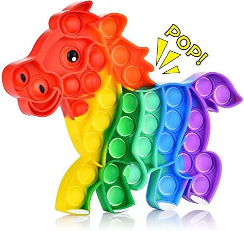 LBInerrant Silicona Pop Bubble Sensorial Fidget Juguete- Pop it Push it Fidget Toy-Popit Juguete antiestres Juego para niños Adultos Autismo(Caballo Arcoiris