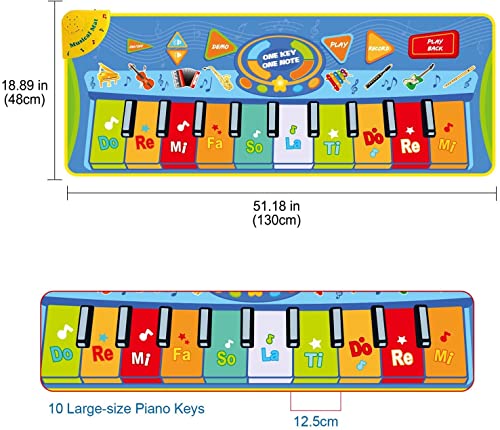 LEADSTAR Alfombra Musical, 130*48 CM Alfombra de Piano con 8 Instrumentos, Alfombra Teclado Musical, Alfombra Musical de Teclado para Bebé, Juguetes Educativos Niños, Regalos Originales Bebes