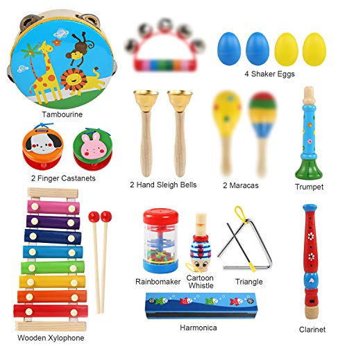 LEADSTAR Juguetes de Instrumentos Musicales, Juguetes Músicales de Percusion para Bebes, Instrumentos Musicales Infantil, Juguetes de Educación Temprana con Mochila de Almacenamiento