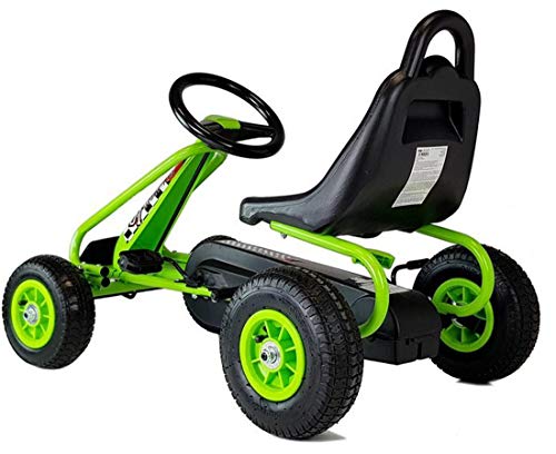 Lean Kart Full Speed Green Racer - Coche de pedales para niños (con neumáticos de aire, de 3 a 6 años), color verde