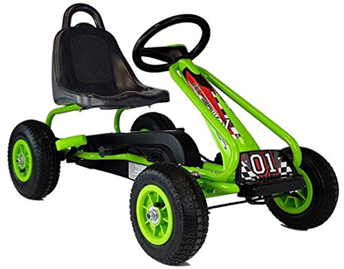 Lean Kart Full Speed Green Racer - Coche de pedales para niños (con neumáticos de aire, de 3 a 6 años), color verde