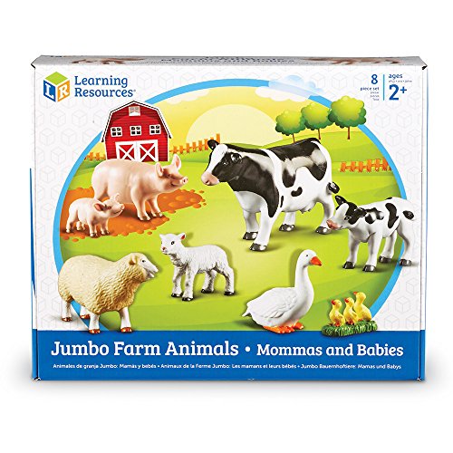 Learning Resources- Animales de la Granja Jumbo, mamás y Sus crías, Color (LER0835)