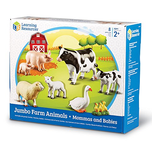 Learning Resources- Animales de la Granja Jumbo, mamás y Sus crías, Color (LER0835)