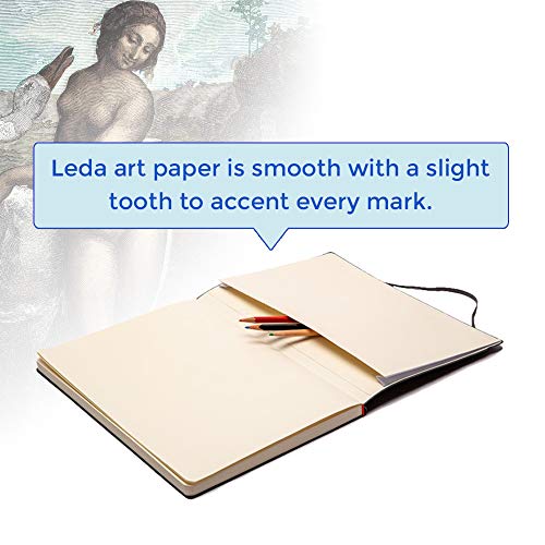 Leda Art Supply - A5 Cuaderno de dibujo de tamaño mediano - 160 páginas de papel (80 hojas) que no se rasga y evita que los colores se corran - 21 x 14 cm