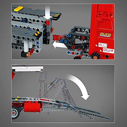 LEGO 42098 Technic Camión de Transporte de Vehículos con Coche Azul 2 en 1 Modelo Set de construcción