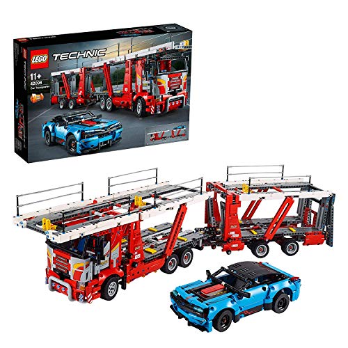 LEGO 42098 Technic Camión de Transporte de Vehículos con Coche Azul 2 en 1 Modelo Set de construcción