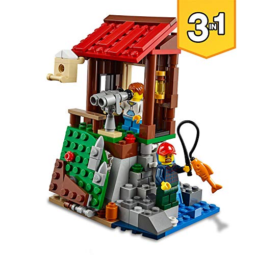 LEGO Creator - Cabaña, Juguete 3 en 1 Creativo de Construcción para Niños y Niñas a Partir de 7 Años con Piragua, Figuras de Perro, Águila y Minifiguras (31098) , color/modelo surtido