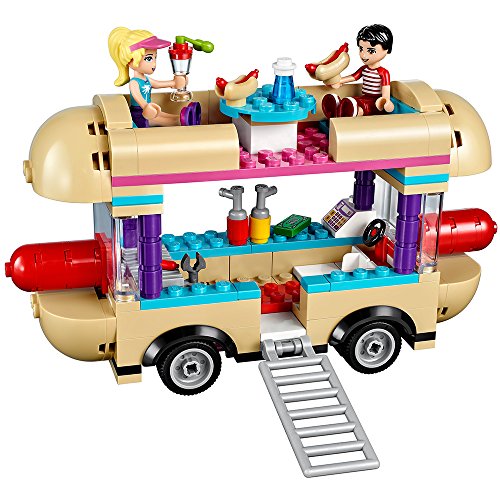 LEGO Friends - Parque de Atracciones, Furgoneta de Perritos Calientes, Juguete de Construcción Incluye MiniFiguras de Nate y Stephanie (41129)