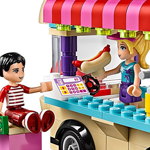 LEGO Friends - Parque de Atracciones, Furgoneta de Perritos Calientes, Juguete de Construcción Incluye MiniFiguras de Nate y Stephanie (41129)