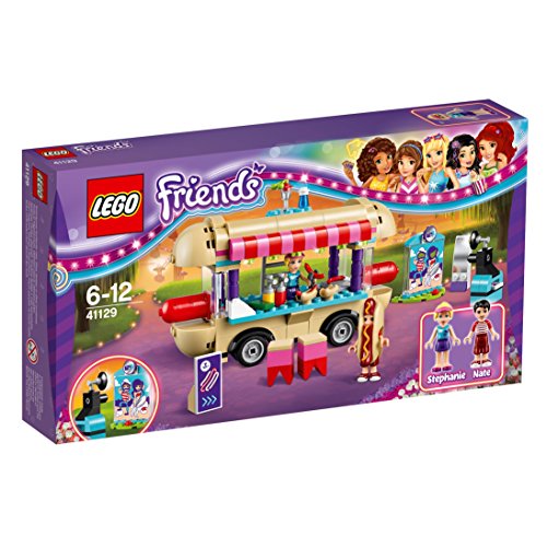 LEGO Friends - Parque de Atracciones, Furgoneta de Perritos Calientes, Juguete de Construcción Incluye MiniFiguras de Nate y Stephanie (41129)