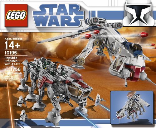 LEGO Star Wars - Republic Dropship con AT-OT Walker, Juguete de Construcción con Vehículos Basados en la Saga de la Guerra de las Galaxias (10195)