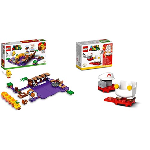 LEGO Super Mario Set de Expansión: Pantano Venenoso de la Floruga, Kit de Construcción con Goomba y Koopa Paratroopa +  71370 Super Mario Pack Potenciador: Mario de Fuego Juguete de Construcción