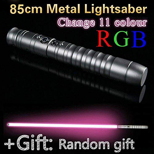 LEIYU Lightsaber-RGB 11 Cambios de Color Espada Luminosa de Metal, Juguete de Regalo para Cosplay, Guerra de Las Galaxias Lightsable, OBI WAN Kenobi Lightsaber (Hoja 64 cm), Plata (Dorado)