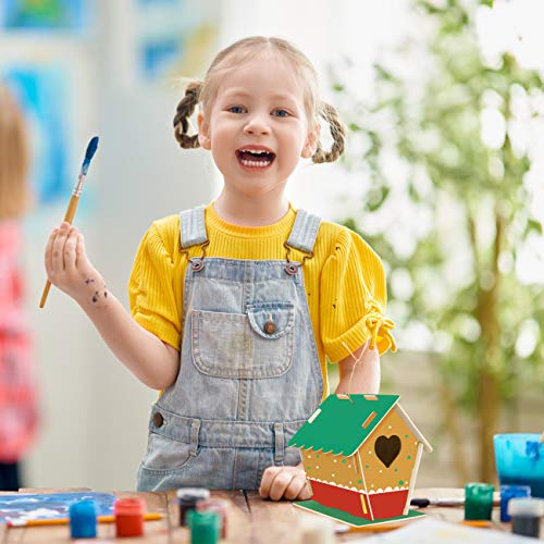 LEMESO Kit de pintura para niños para pintar herramientas accesorios 3 casas para pájaros madera modelos para construir juegos educativos actividades creativas