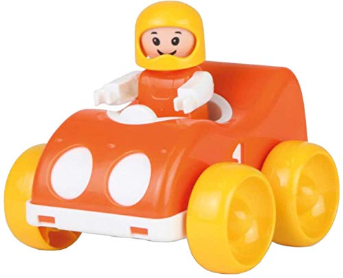 Lena My First Racers 01572 - Coche de Carreras con Figura móvil para Empujar y rodar, para bebés y niños pequeños a Partir de 12 Meses, Color Naranja