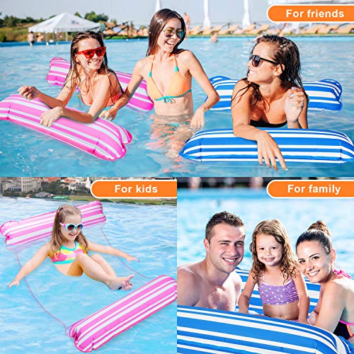 lenbest 2 Pack Hamaca de Agua, Hamaca Flotante, Cama Flotante de Agua Plegado, Piscina Tumbona Hamaca Inflable de Agua Piscina Jardín y Playa para Adultos & Niños (Rosa y Azul)