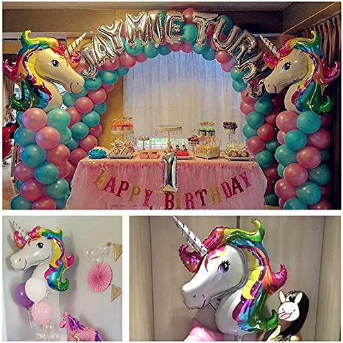 Lepep Globos gigantes de 108 x 88 cm, 3D, arcoíris, unicornio, globos de unicornio para niños, globos de helio, unicornio, fiesta, decoración de globos