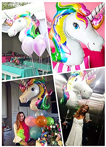 Lepep Globos gigantes de 108 x 88 cm, 3D, arcoíris, unicornio, globos de unicornio para niños, globos de helio, unicornio, fiesta, decoración de globos