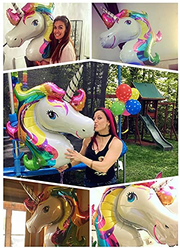 Lepep Globos gigantes de 108 x 88 cm, 3D, arcoíris, unicornio, globos de unicornio para niños, globos de helio, unicornio, fiesta, decoración de globos