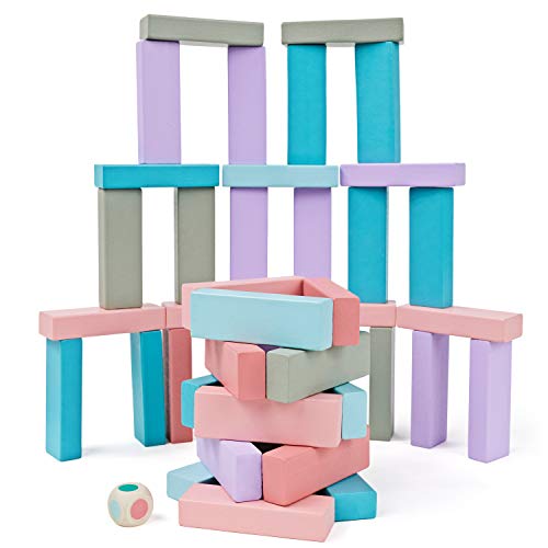 Lewo 54 Piezas Torre de Madera Block Colores Juegos de construcción