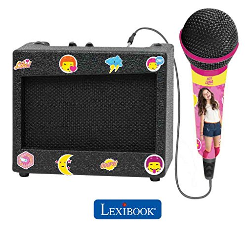 Lexibook Altavoz Karaoke Portátil con Micrófono, diseño femenino, toma de reproductor multimedia, amplificador, lámina de adhesivos, rosa/amarillo, niña, K900SL