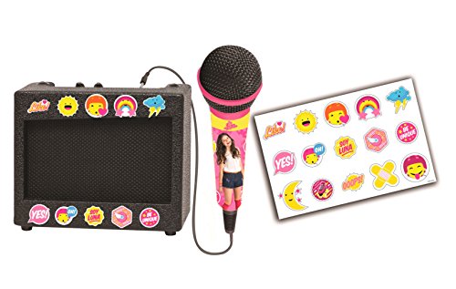 Lexibook Altavoz Karaoke Portátil con Micrófono, diseño femenino, toma de reproductor multimedia, amplificador, lámina de adhesivos, rosa/amarillo, niña, K900SL