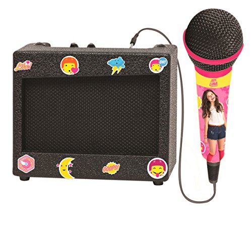 Lexibook Altavoz Karaoke Portátil con Micrófono, diseño femenino, toma de reproductor multimedia, amplificador, lámina de adhesivos, rosa/amarillo, niña, K900SL