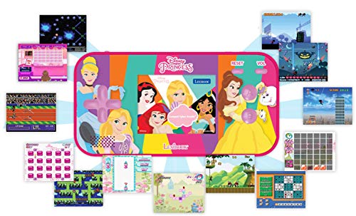 LEXIBOOK Disney Princess Cinderella Ariel Rapunzel Compact Cyber Arcade Consola portátil, 150 Juegos, LCD, Funciona con Pilas, Rosa