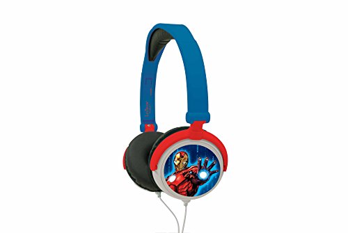 Lexibook HP010AV Avengers Marvel, Vengadores-Cascos audio, auriculares estéreo con diadema ajustable y plegable, color azul, 20.4 x 16.8 x 7.3 cm