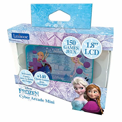 LEXIBOOK-JL1895FZ Frozen Arcade Pocket JL1895FZ-Consola portátil, 150 Juegos, LCD, Funciona con Pilas, Color Morado y Azul