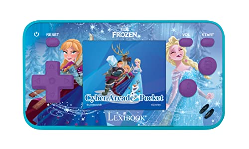 LEXIBOOK-JL1895FZ Frozen Arcade Pocket JL1895FZ-Consola portátil, 150 Juegos, LCD, Funciona con Pilas, Color Morado y Azul