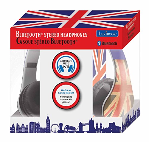 LEXIBOOK Lexibook-BTHP400UK Casco Audio con Bluetooth, Auriculares Diadema, Diseño Bandera Reino Unido (Bthp400Uk)