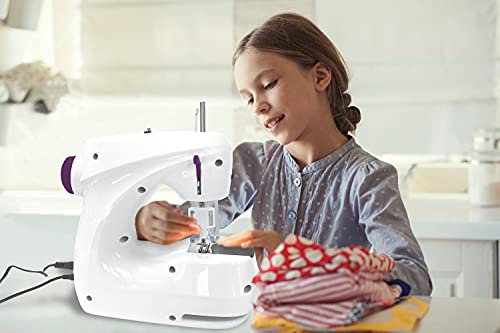 LEXIBOOK- Máquina de Coser con Accesorios, 5 Hojas de Instrucciones de Bricolaje, Cinta métrica, Hilo y Tela suministradas, Pedal de pie, Color Blanco y Morado, Negro (SW200)