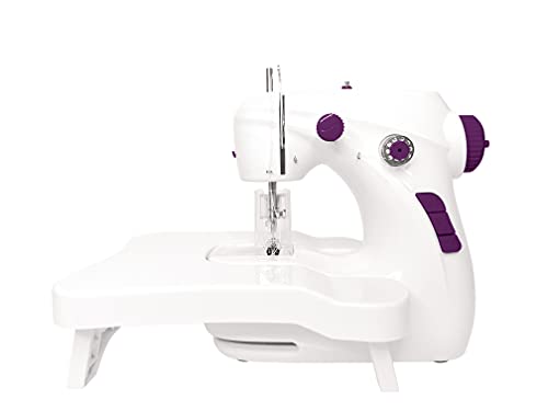 LEXIBOOK- Máquina de Coser con Accesorios, 5 Hojas de Instrucciones de Bricolaje, Cinta métrica, Hilo y Tela suministradas, Pedal de pie, Color Blanco y Morado, Negro (SW200)