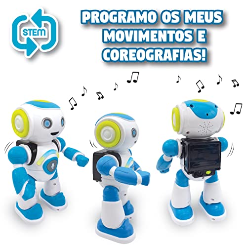 Lexibook Powerman Jr. Robô de brinquedo inteligente e interactivo que lê no brinquedo mental para crianças que dançam música, Azul, ROB20PT