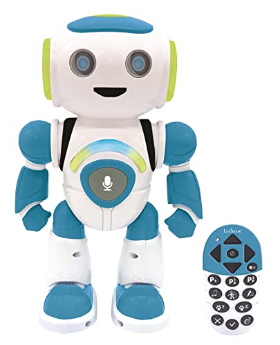 Lexibook Powerman Jr. Robô de brinquedo inteligente e interactivo que lê no brinquedo mental para crianças que dançam música, Azul, ROB20PT