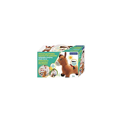 LEXIBOOK- Saltador Inflable Poni-Bomba de Mano incluida, Plástico Seguro y Resistente-Juego de Exterior e Interior niños-Marrón, Color