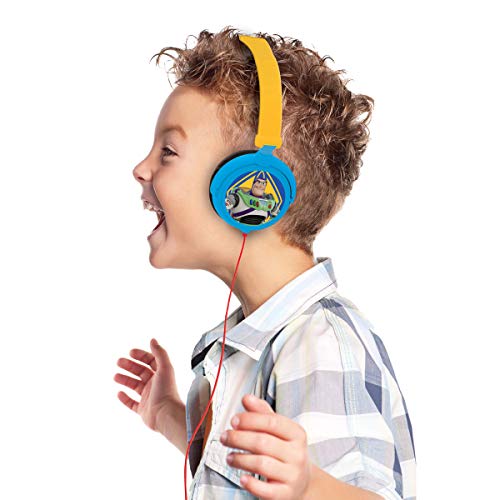 LEXIBOOK Toy Story 4-Auriculares estéreo con Diadema Plegable y Ajustable, Cascos Audio con Woody, Buzz & Forky HP015TS, Color Azul/Amarillo, One Size