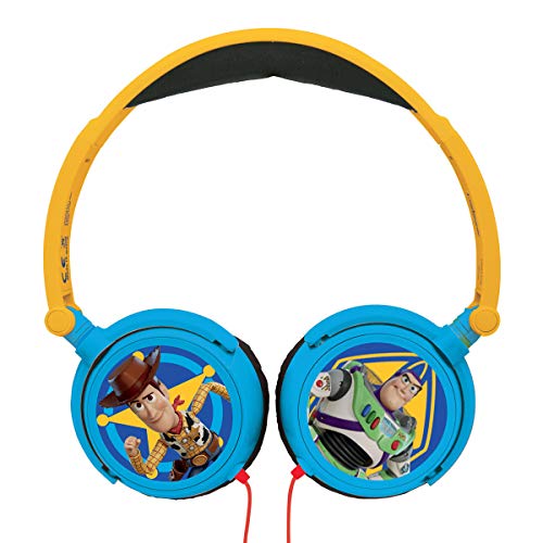 LEXIBOOK Toy Story 4-Auriculares estéreo con Diadema Plegable y Ajustable, Cascos Audio con Woody, Buzz & Forky HP015TS, Color Azul/Amarillo, One Size