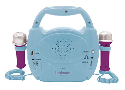 Lexibook- Vo Disney Frozen, Elsa, Anna, Mi primer reproductor digital Bluetooth con 2 micrófonos, inalámbrico, función Grabar, efecto de cambio de voz, para niñas, azul/púrpura, Color