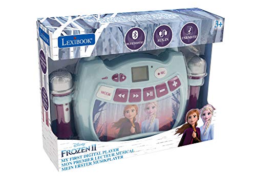 Lexibook- Vo Disney Frozen, Elsa, Anna, Mi primer reproductor digital Bluetooth con 2 micrófonos, inalámbrico, función Grabar, efecto de cambio de voz, para niñas, azul/púrpura, Color