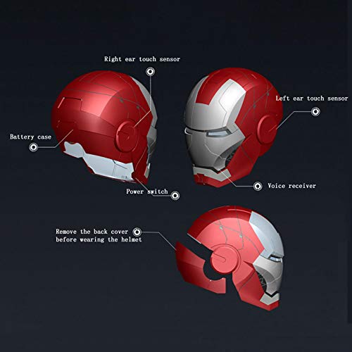 LGYCB Superhéroe 1: 1 Iron Man MK5 Casco Armadura Apertura y Cierre eléctricos Máscara usable Real Disfraces de Halloween Fiesta Sombreros coleccionables,ABS