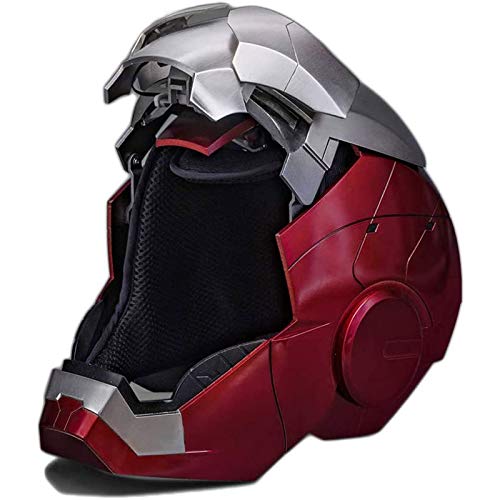 LGYCB Superhéroe 1: 1 Iron Man MK5 Casco Armadura Apertura y Cierre eléctricos Máscara usable Real Disfraces de Halloween Fiesta Sombreros coleccionables,ABS