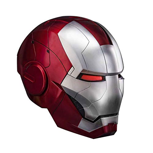 LGYCB Superhéroe 1: 1 Iron Man MK5 Casco Armadura Apertura y Cierre eléctricos Máscara usable Real Disfraces de Halloween Fiesta Sombreros coleccionables,ABS