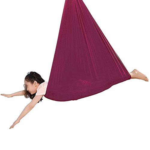 LHHL Interior Columpio Elástico Hamaca De Yoga Aérea Ajustable con Necesidades Especiales Columpios Infantiles Carga 200 Kg (Color : Wine Red, Size : 150×280CM/59×110in)