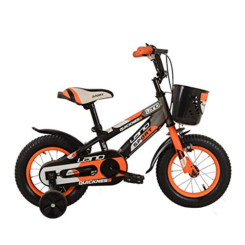 LHQ-HQ Bicicletas niños Equilibrio muchachos de los niños de dibujos animados de Gilrs de 12 pulgadas Pintura linda de la bici con push Los estabilizadores Edad Formación 3-5Y Bici (Color: Azul) depor