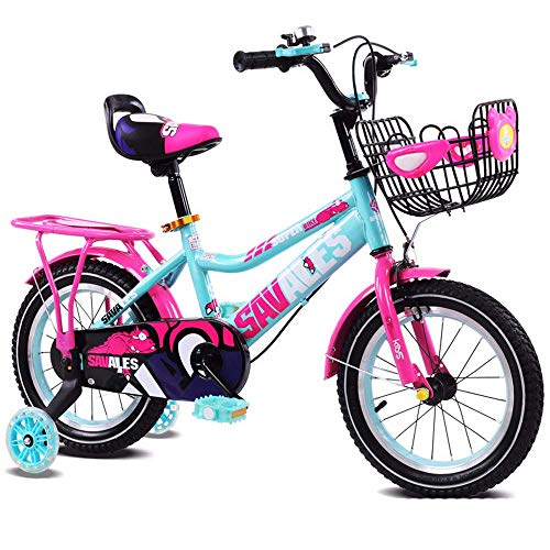 LHQ-HQ Bicicletas niños Equilibrio Muchachos de los niños de Dibujos Animados Lindo de Gilrs Pintura Bicicleta con Los estabilizadores de 12 Pulgadas Edad 3-5Y Formación Bici del Empuje (Color: Rojo)